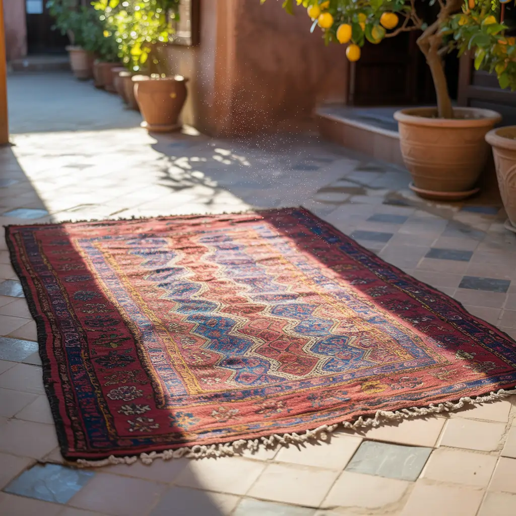 قرار دادن فرش زیر آفتاب