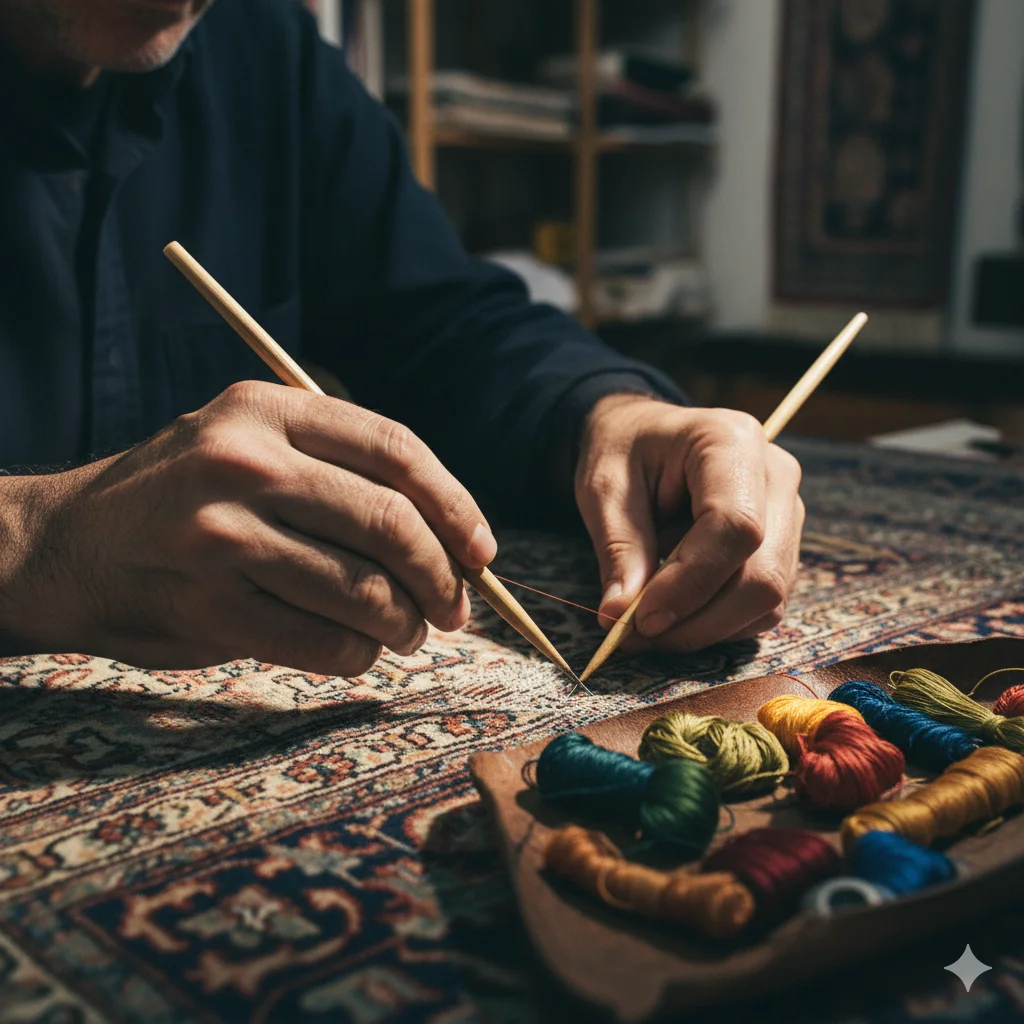 رفو و ترمیم فرش ها در قالیشویی خوب